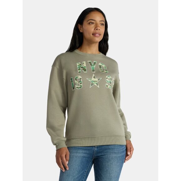 NYC 1997 Women's Graphic Sweatshirt with Long Sleeves, M (8-10), Relaxed Fit - Picture 3 of 5